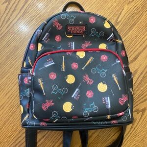 Stranger Things Black Backpack with Colorful Icons